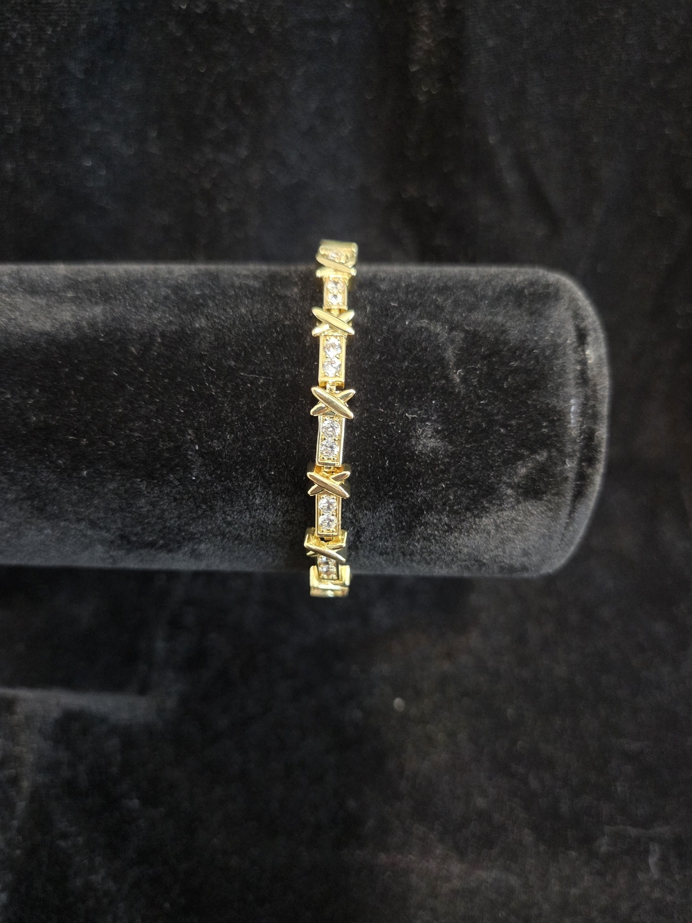 Gold-Tone 'X' Link Crystal Bracelet - Women's Jewelry